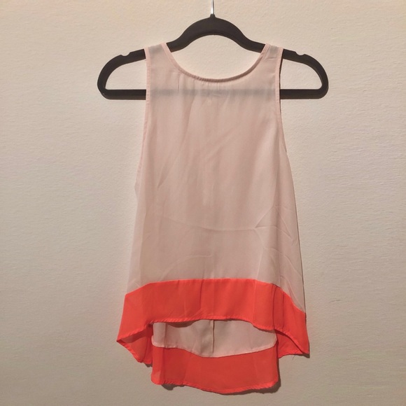 Tobi Color Block Tan and Coral Tank Top - Picture 1 of 6